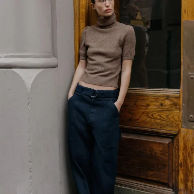 کازاک یقه ماهی‌گیری با آستین پفی کوتاه zara