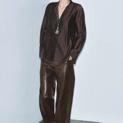 پیراهن پارچه‌ای دکمه‌دار ZW COLLECTION zara