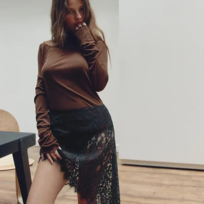 دامن میدی نامتقارن توری zara