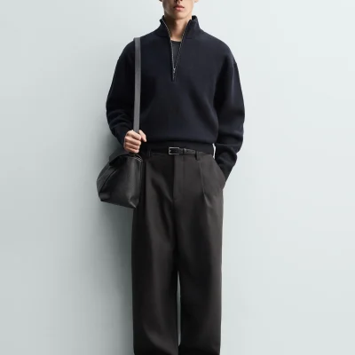 کاپشن یقه‌دار با زیپ جلو - مدل Quarter Zip zara