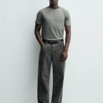 تیشرت اسلیم فیت بیسیک آستین کوتاه /01 zara