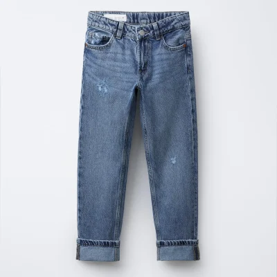 شلوار جین راسته فرسوده پسرانه zara