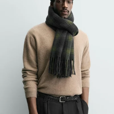 شال گردن بافت ایتالیایی با حاشیه ریز zara