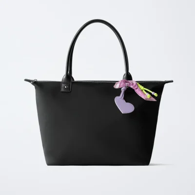 کیف دستی نایلونی طرح دار با سری قلبی شکل zara