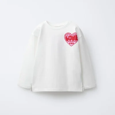 تیشرت طرح برجسته دخترانه zara