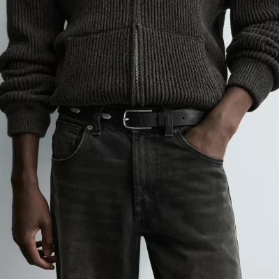 کمربند چرمی مردانه مدل کلاسیک zara