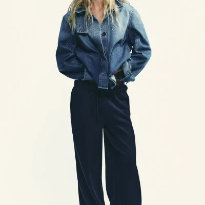 شلوار پلویش ساده با قابلیت تنظیم پاچه zara