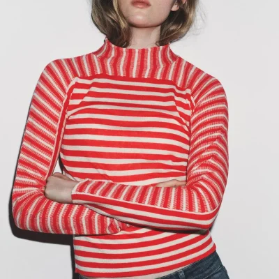 بافت زنانه طرح دار zara