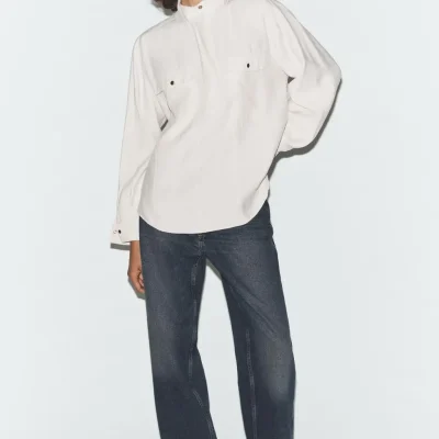 بلوز زنانه طرح دار بافت نرم zara