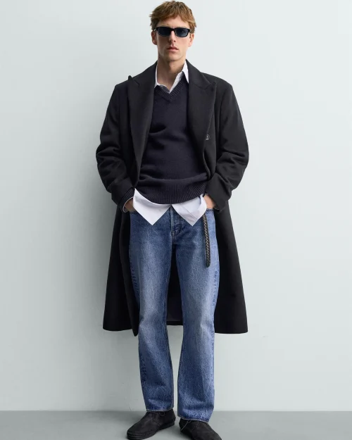 AARON LEVINE X ZARA کت کروپ با یقه کلاسیک و پارچه پشمی-کشمیر