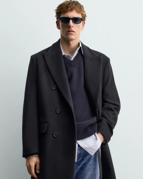 AARON LEVINE X ZARA کت کروپ با یقه کلاسیک و پارچه پشمی-کشمیر