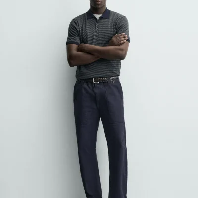تیشرت پولو بافتنی مدل REGULAR FIT zara