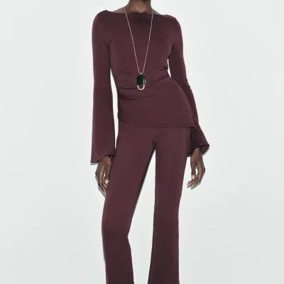 شلوار لگینگ زنانه کتان اسلش دار zara