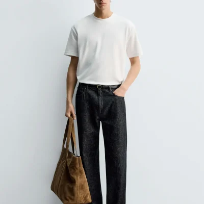 تیشرت ریلکس فیت اینترلاک zara