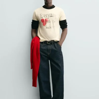 تیشرت فیوژن کاتن ممتاز مردانه zara