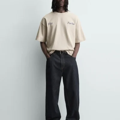 تیشرت کنتراست چاپی zara
