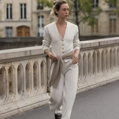 لگینگ زنانه کتان با کمر بلند و دوخت ظریف zara