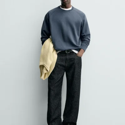 سویشرت یقه دوچرخه‌ای با افکت محو zara