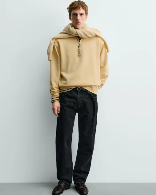 AARON LEVINE X ZARA سویشرت یقه ایستاده با زیپ و بند