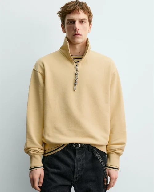AARON LEVINE X ZARA سویشرت یقه ایستاده با زیپ و بند