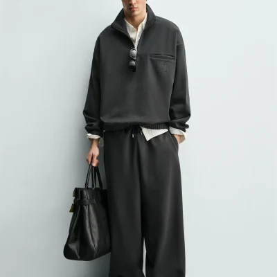 شلوار جاپر بگی فیت از پارچه تکنیکال zara