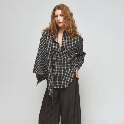 بلوز زنانه بافت دار با یقه گرد zara