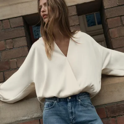 بلوز زنانه کامبری با طرح چهارخانه zara