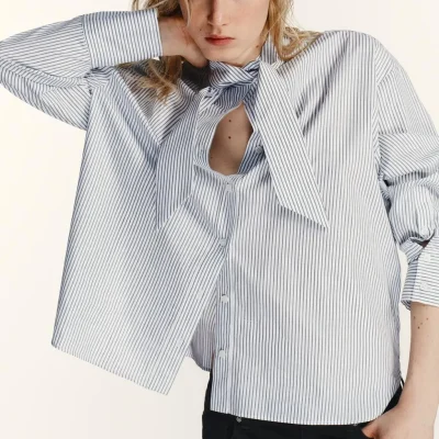بلوز زنانه طرح دار پارچه کتان zara