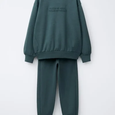 ست سوئیشرت و جاگر اینترلاک با نوشته برجسته zara