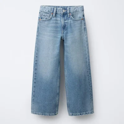 شلوار جین گشاد پاچه‌ای اسکیت‌افکت دخترانه zara