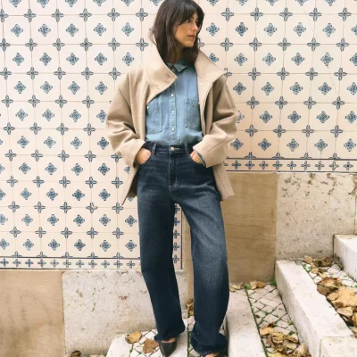 کاپشن کوتاه یقه‌ایستاده با ترکیب پشم zara