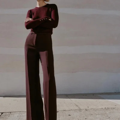 شلوار پارچه‌ای زنانه مدل بوت کات zara