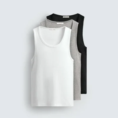 پکیج ۳ عددی تیشرت بافت تانک بیسیک zara