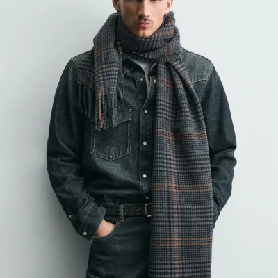 شال گردن بافت ایتالیایی مردانه مدل Bufanda/Foulard zara