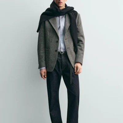 بلیزر مردانه مدل کلاسیک با پارچه کتان zara