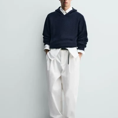 تیشرت جرسی مردانه با یقه گرد و آستین کوتاه zara