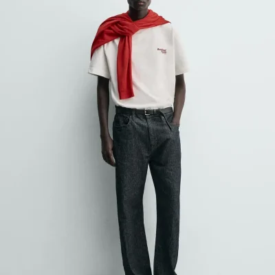 تیشرت نخی مردانه با طراحی مدرن zara