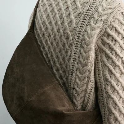 کیف دوشی چرمی طرح جیر Origins zara