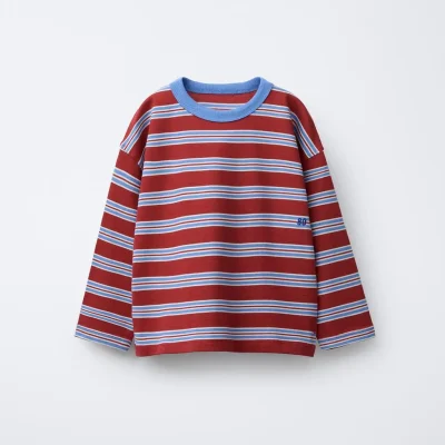 تیشرت طرح راه راه و گلدوزی شماره zara