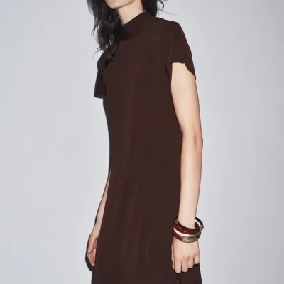 پیراهن مجلسی میدی کتان هالتر Massimo Dutti