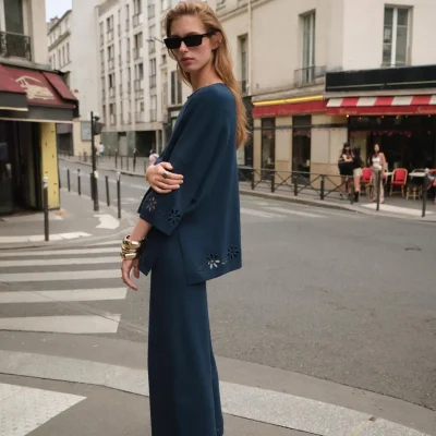 بلوز تریکو فستون‌دوزی شده zara