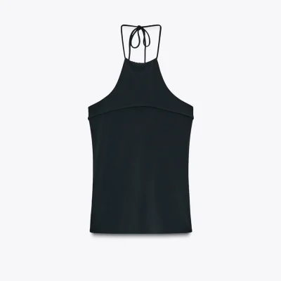 تاپ هالتر کرپ با یقه بنددار و پشت باز zara