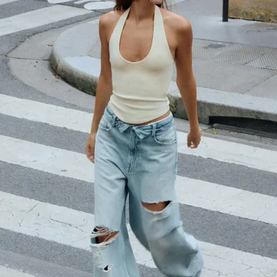شلوار جین زنانه مدل پاکت دار zara