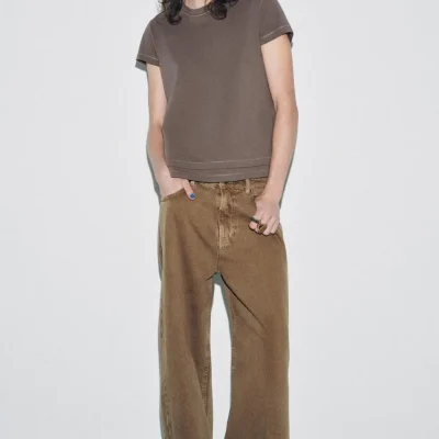 تیشرت بافت پنبهای زنانه مدل Basic zara