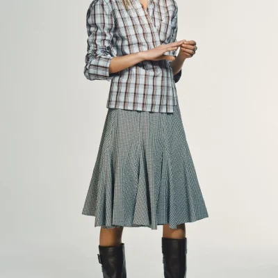 بلوز زنانه مدل T.CAMISA با پارچه براق zara