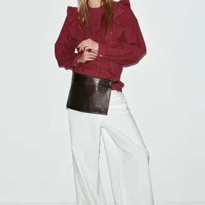 بلوز زنانه کامبره طرح دار zara