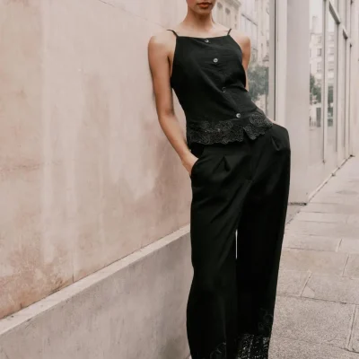 تاپ طرح دار با پشت باز و بند ضربدری zara