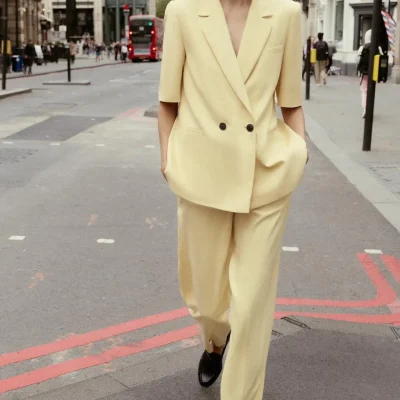 شلوار پارچه‌ای دوکولو مدل راسته zara