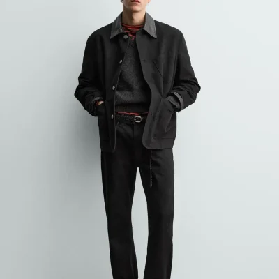 کت چرم ترکیبی AARON LEVINE X ZARA