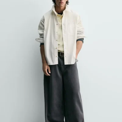 پیراهن مردانه کتان مجلسی فلامینگو zara